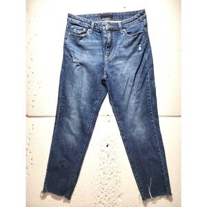 Uniqlo Pants Women Size 30 Blue Jeans Belt Loops‎ Button Zip Pockets Distressed
